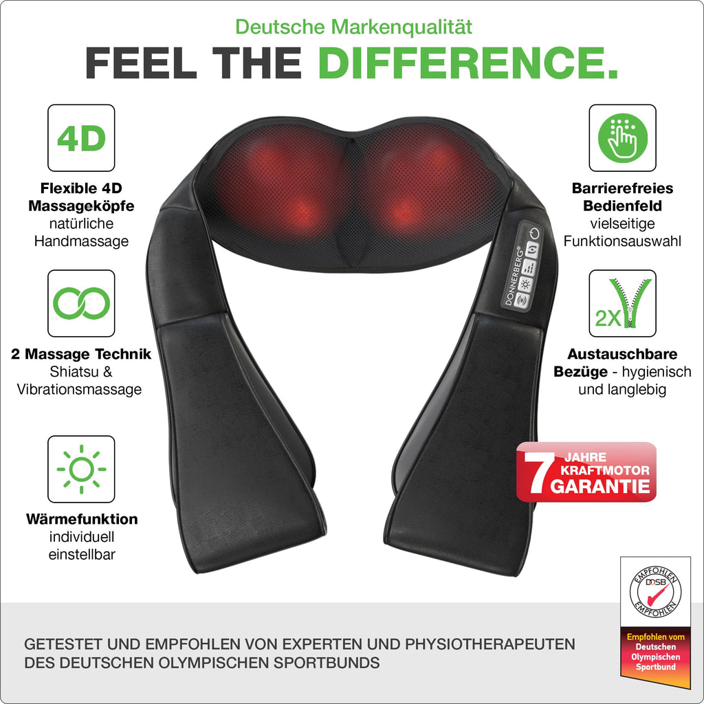 Das Original Nackenmassagegerät mit Wärme und Shiatsu Funktion TÜV geprüft Massagegerät für Nacken