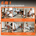 Klappbare Hantelbank 8 in 1 Trainingsbank 350 kg belastbar Hyperextension verstellbar für Ganzkörpertraining