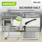 Untergestell mit Schublade Ablage 500 kg Stahl 62x62x57,5cm Podest für Waschmaschine Trockner höhenverstellbar