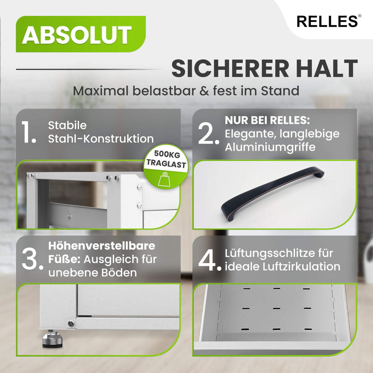 Untergestell mit Schublade Ablage 500 kg Stahl 62x62x57,5cm Podest für Waschmaschine Trockner höhenverstellbar