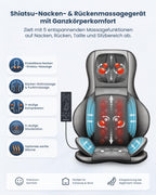 Shiatsu Massagesitzauflage mit Wärme für Rücken Nacken Schulter Entspannung Stressabbau ergonomisch