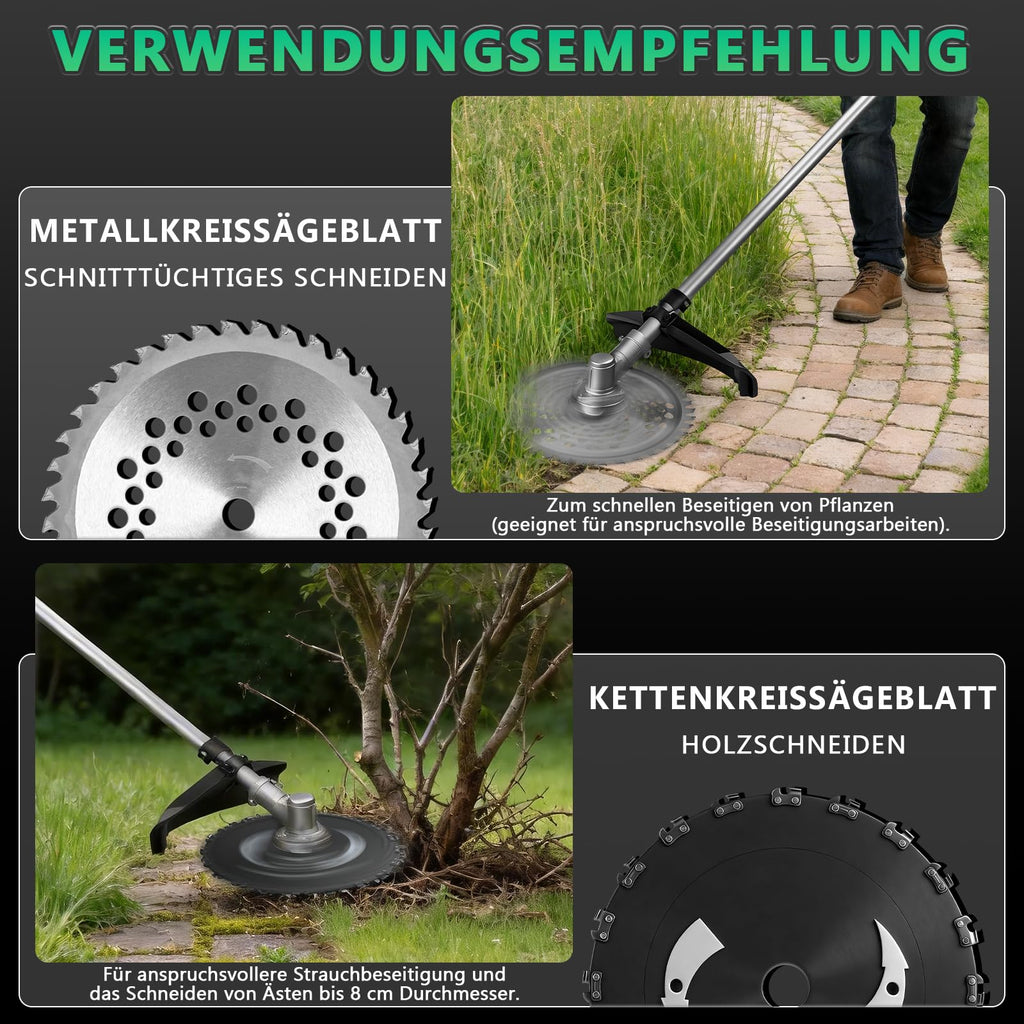 Akku Rasentrimmer 1380W Freischneider mit 2 x 4Ah Akkus für kabellose Gartenpflege und Rasenpflege