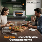 Pizzaofen Elektro 400°C echter Pizzastein inkl. Pizzaheber variable Zeit und Temperatur unter 5 Min PC PO 1323
