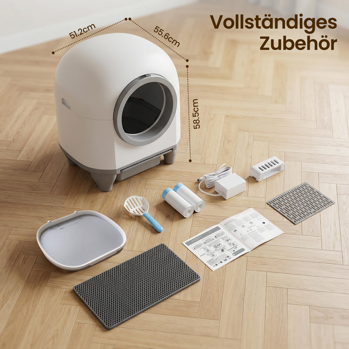 Automatisches Katzenklo 90L Katzentoilette für Mehrkatzenfamilien mit automatischer Selbstreinigung