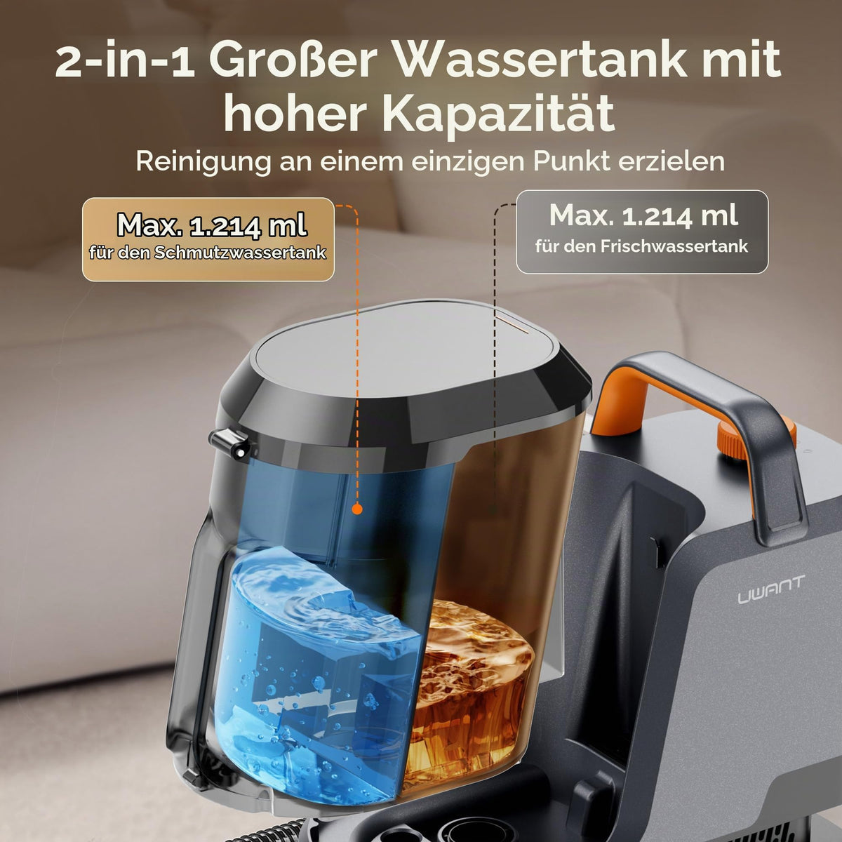 Y100Pet Polsterreiniger 22 kPa Teppichreiniger Waschsauger geräuscharm Schlauch Flecken Sofa Teppich