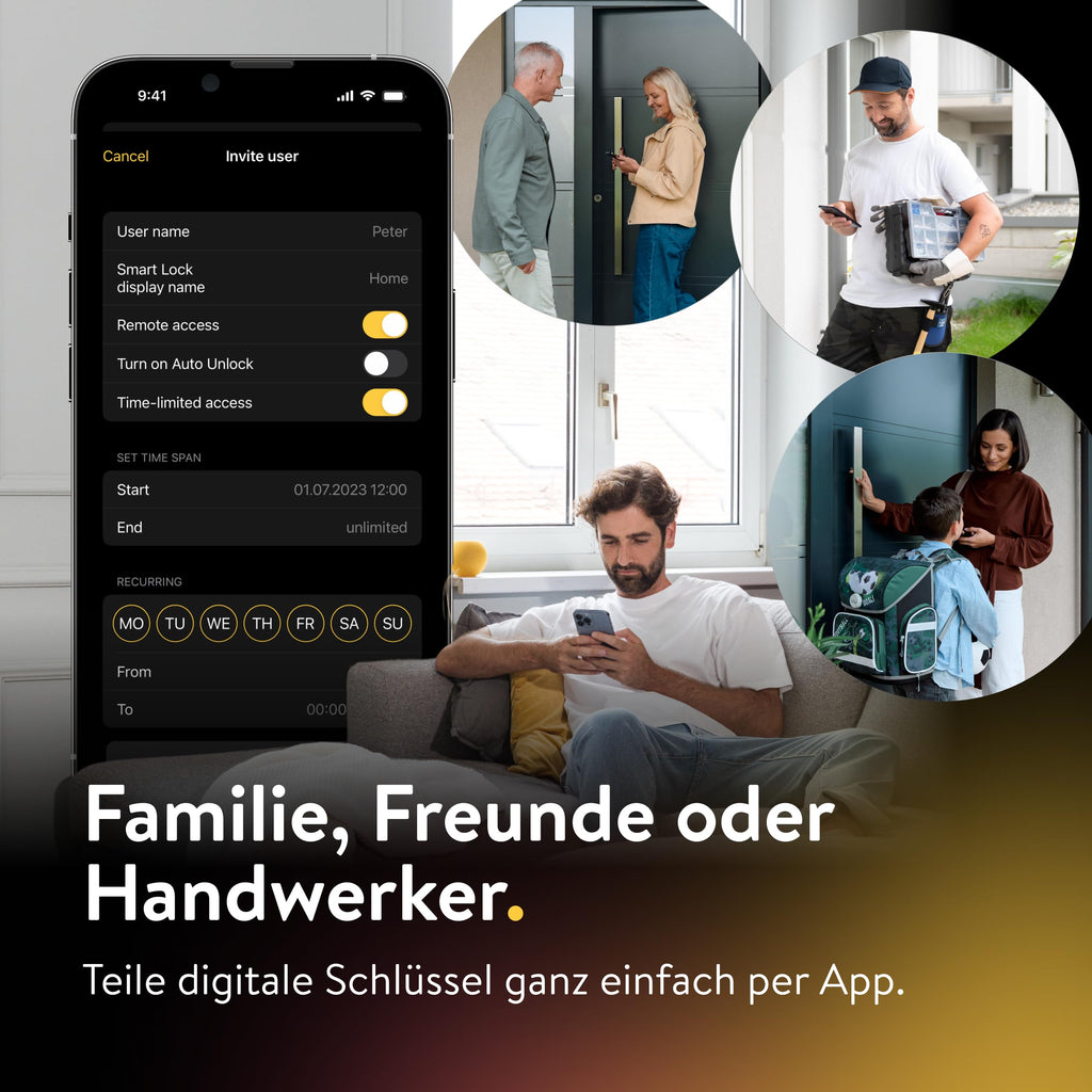 Smart Lock Go 2025 Türschloss mit Bluetooth WLAN Matter Smartphone als Schlüssel ohne Zylindertausch