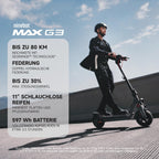 MAX G3 D E Scooter Zulassung 80 km Eco 75 km Sport duale Hydraulikfederung 130kg Smart Display 3,5h Ladezeit