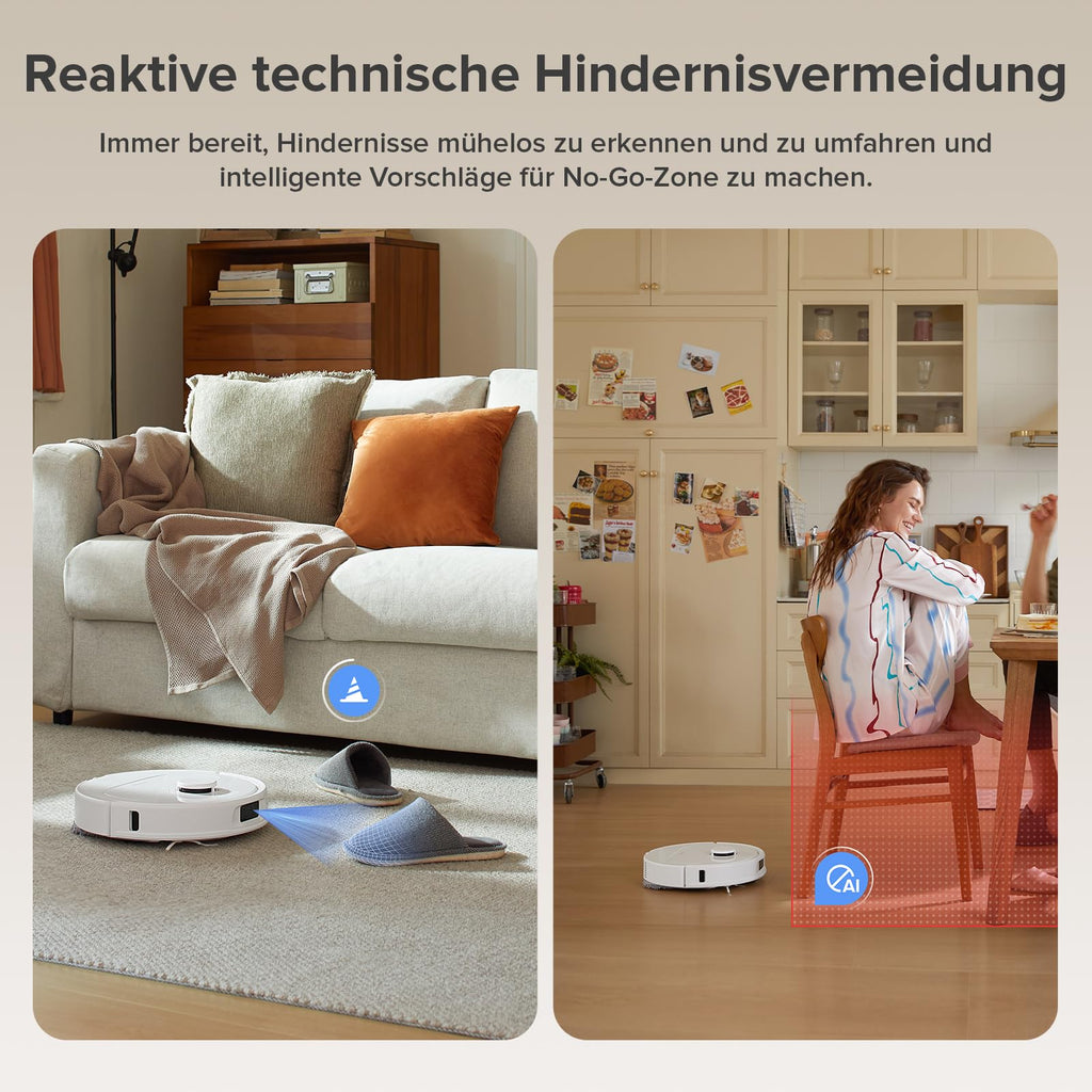 QV 35A Set Saugroboter mit Wischfunktion und 8.000 Pa Saugkraft für Teppiche und Hartböden