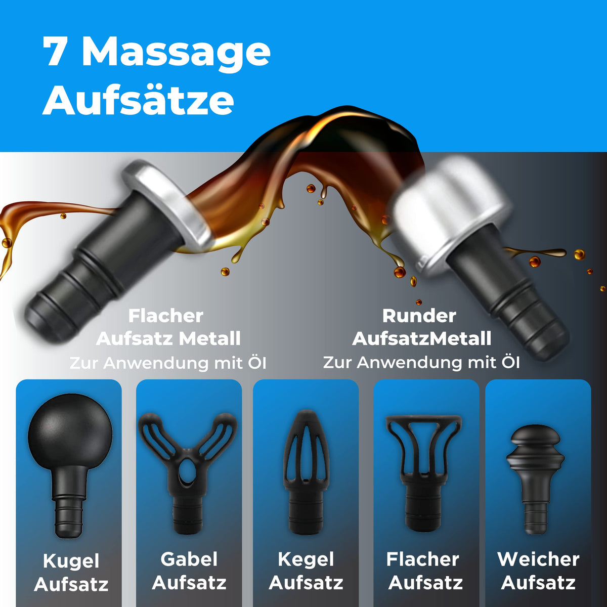 Massagepistole 3.0 mit App 7 Aufsätzen Koffer 160W 5 Intensitäten Schmerzlinderung Entspannung 360min Laufzeit
