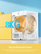 Wärmepumpentrockner 8 kg Energieklasse D Weiß CD08EHP05W Frontlader Trockner mit Wärmepumpe