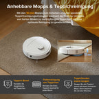 QV 35A Set Saugroboter mit Wischfunktion und 8.000 Pa Saugkraft für Teppiche und Hartböden