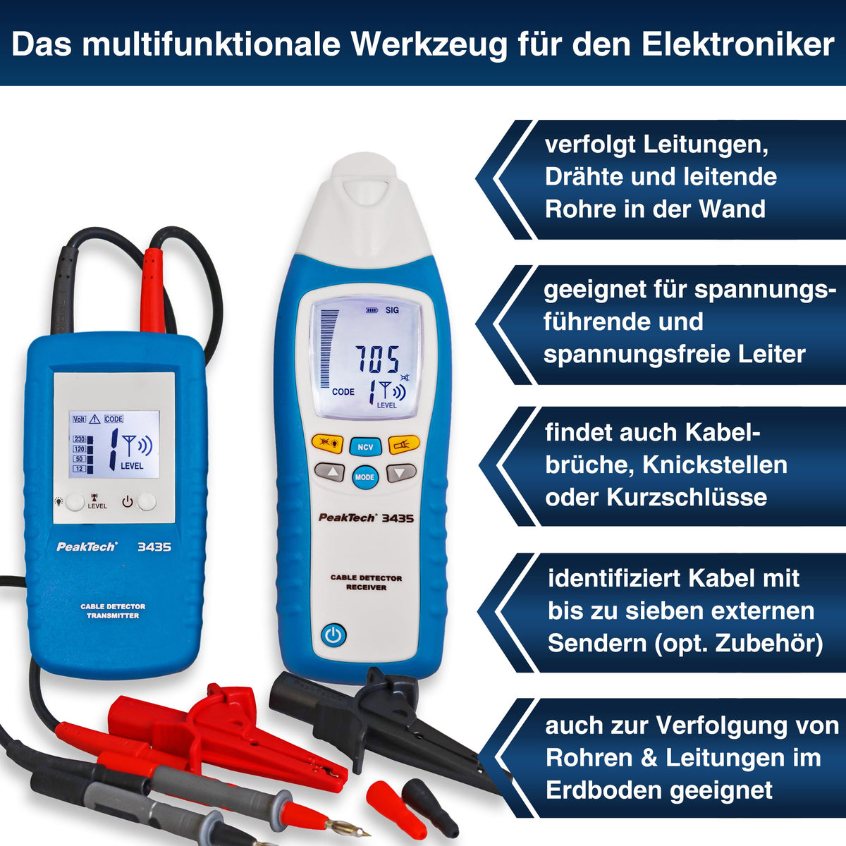3435 Profi Leitungssuchgerät Leitungssucher Detektor 2m Tiefe für professionelle Leitungsortung