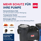 Poolpumpe mit Timer selbstansaugende Filterpumpe 10000 Liter pro Stunde für sauberes Poolwasser