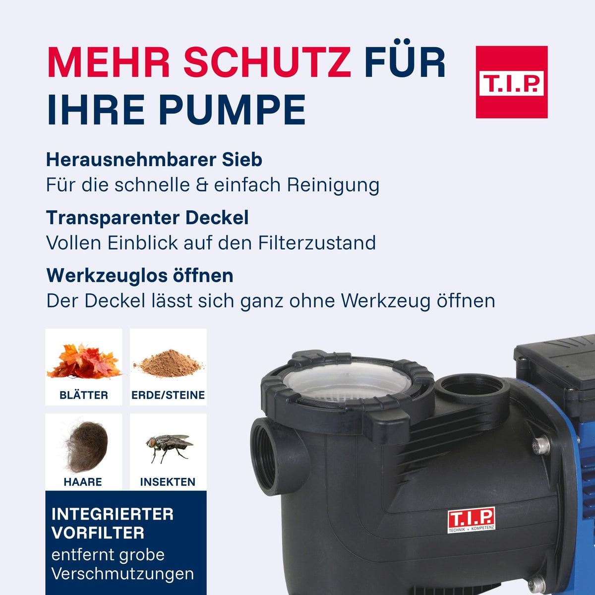 Poolpumpe mit Timer selbstansaugende Filterpumpe 10000 Liter pro Stunde für sauberes Poolwasser