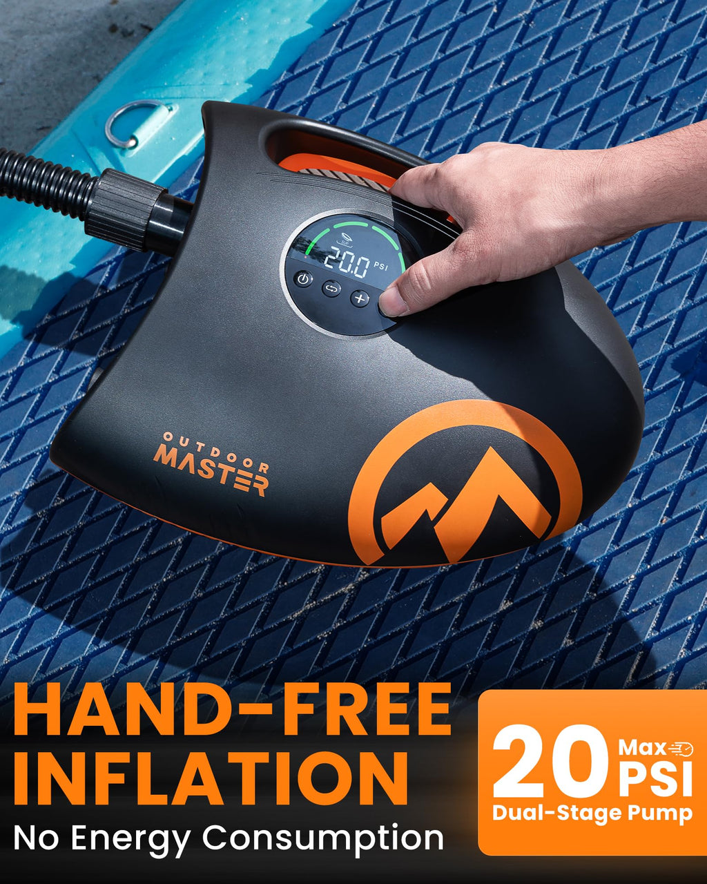 Shark 2S 88,8Wh elektrische SUP Pumpe zum Aufpumpen und Ablassen, tragbare Luftpumpe mit Akku für Paddleboard
