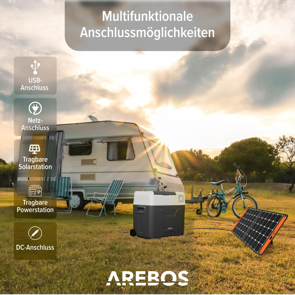 Tragbare Kompressor Kühlbox mit Rollen 47 Liter bis minus 20°C für Auto und Camping mit 230 V Netz