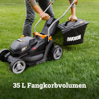 WG733E Akku Rasenmäher 20V 33cm Schnittbreite kabellos leise Elektro Rasenmäher für Garten und Rasenpflege