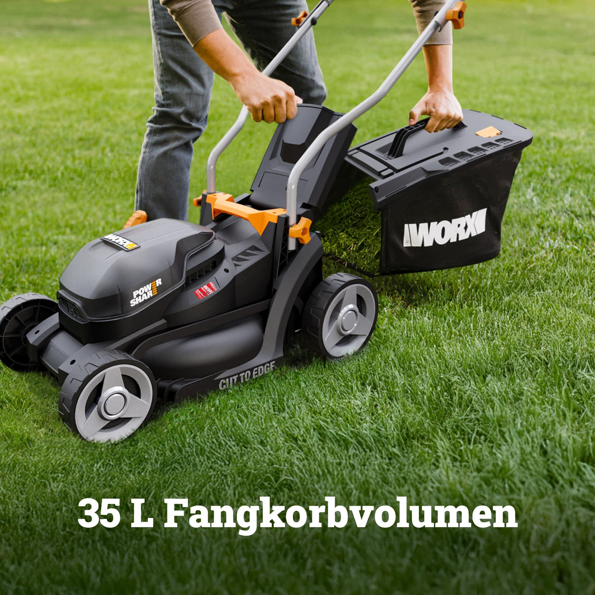 WG733E Akku Rasenmäher 20V 33cm Schnittbreite kabellos leise Elektro Rasenmäher für Garten und Rasenpflege