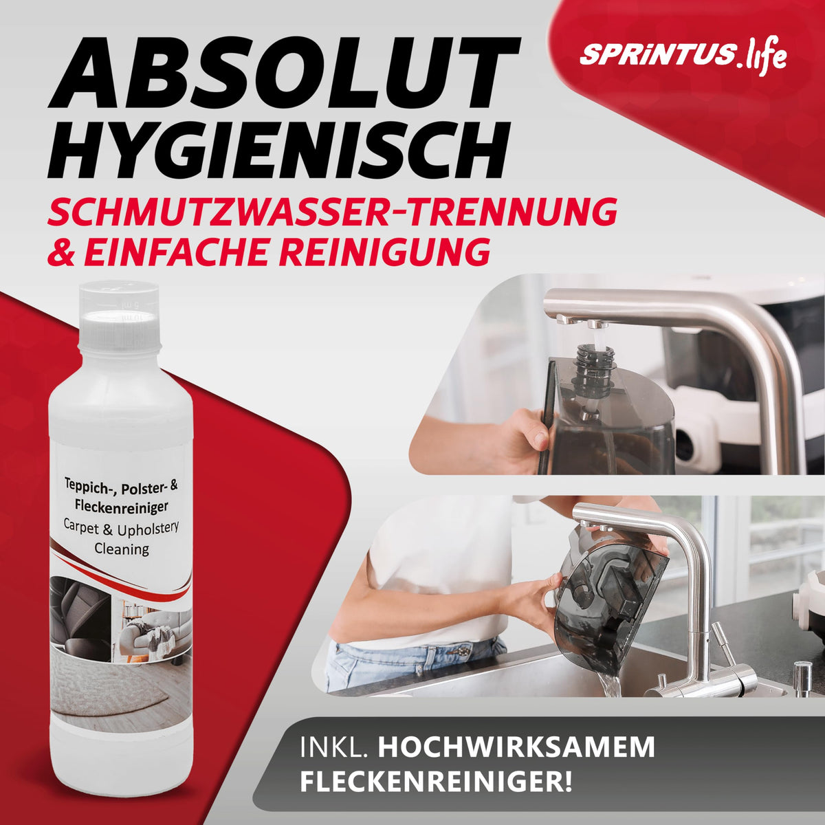 SPOTTY Nasssauger Polsterreiniger 170 mbar Saugleistung Teppich Tierhaar Auto Hartboden 67 dB Waschsauger