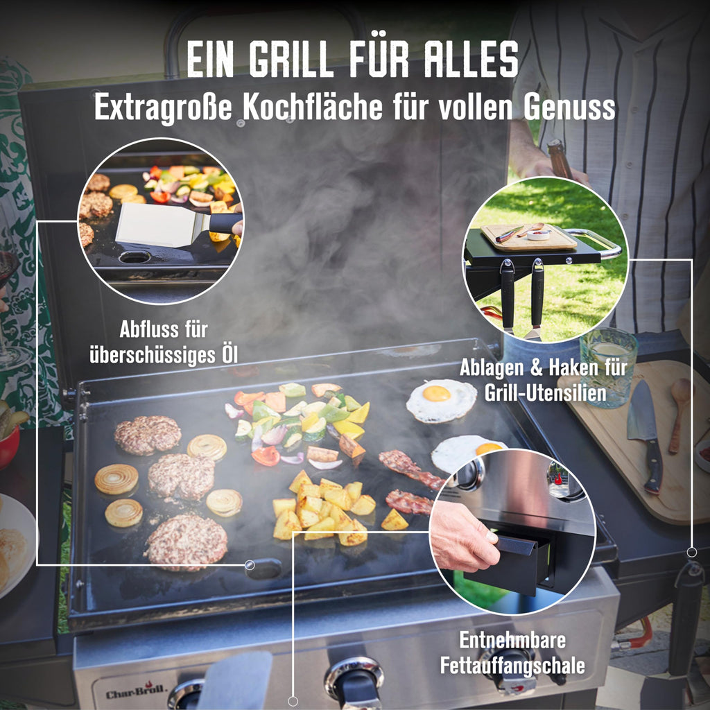 Hochwertiger Gasgrill Plancha Griddle 3400 mit Gusseisenplatte für Outdoor Grillen BBQ Garten