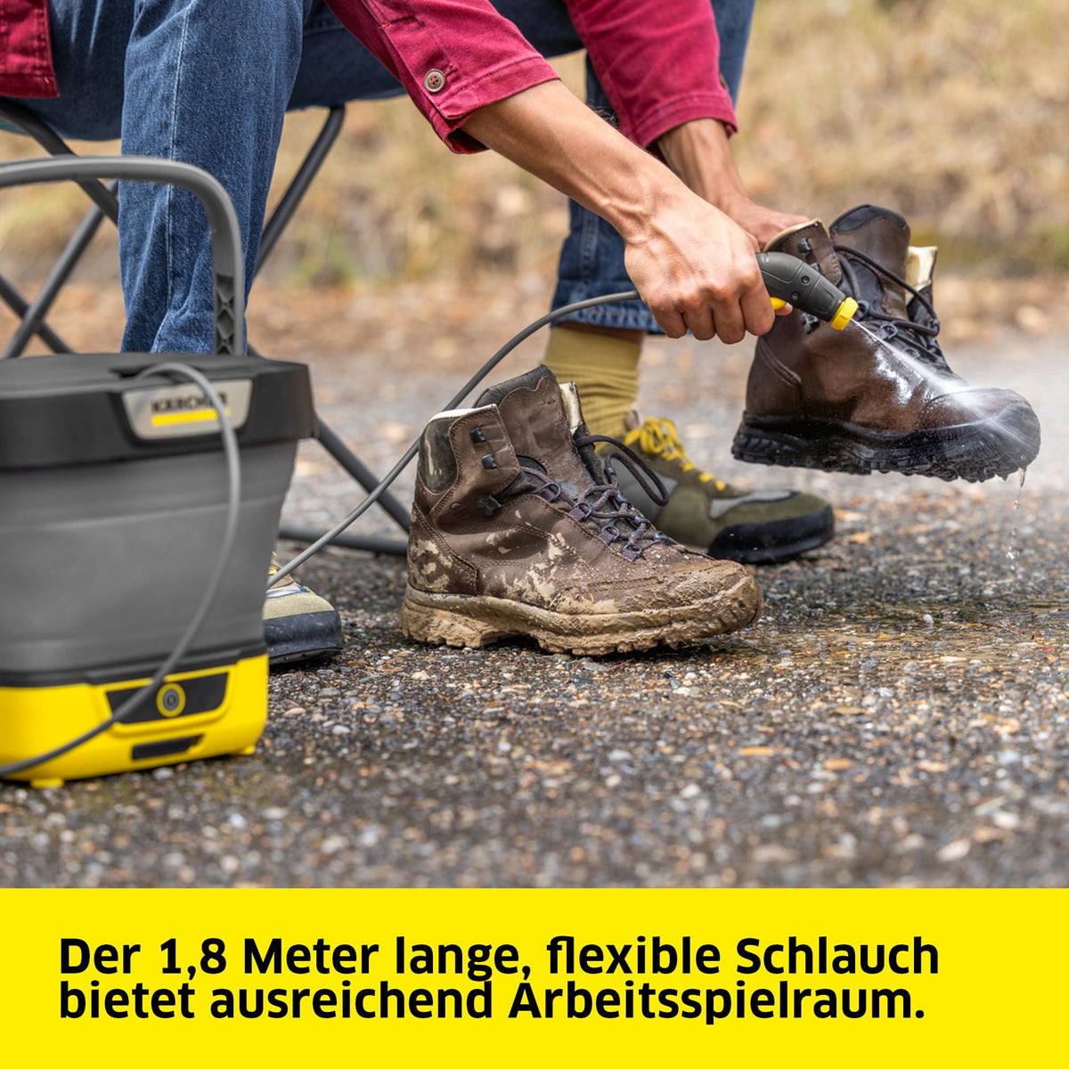 Druckreiniger OC 3 Foldable PJ Lithium Ionen Akku Niederdruck 2 l/h 2,2 kg Wassertank 8 l Schlauch 1,8 m Düsen