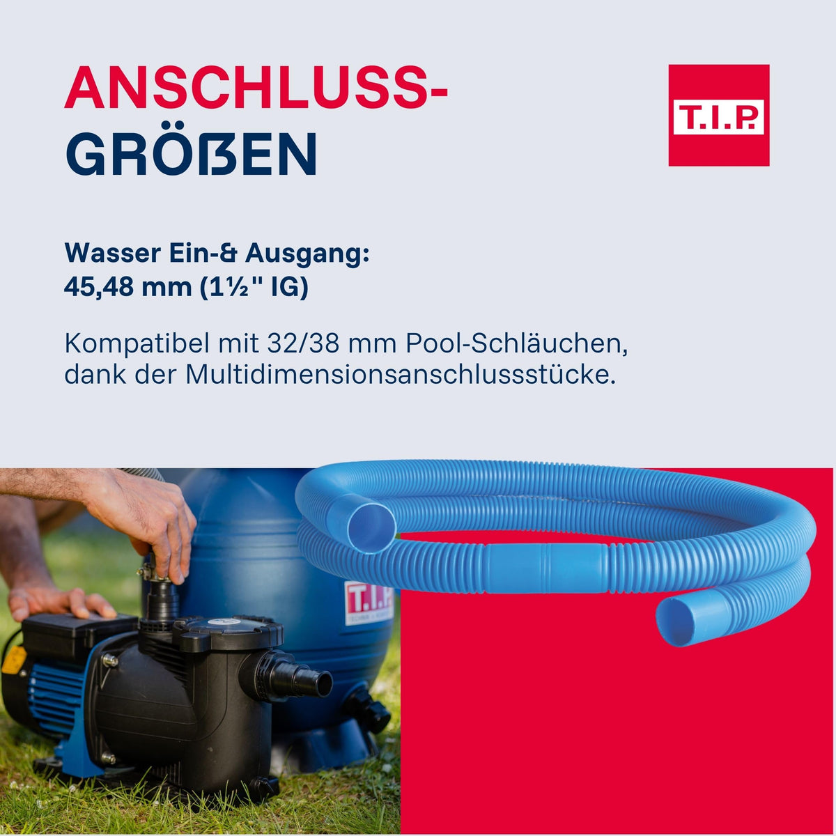 Poolpumpe mit Timer selbstansaugende Filterpumpe 10000 Liter pro Stunde für sauberes Poolwasser