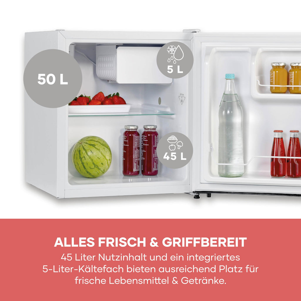 Kühlbox mit Kältefach besonders leise wechselbarer Türanschlag 50 L Nutzinhalt weiß KB 8884 Energieklasse E