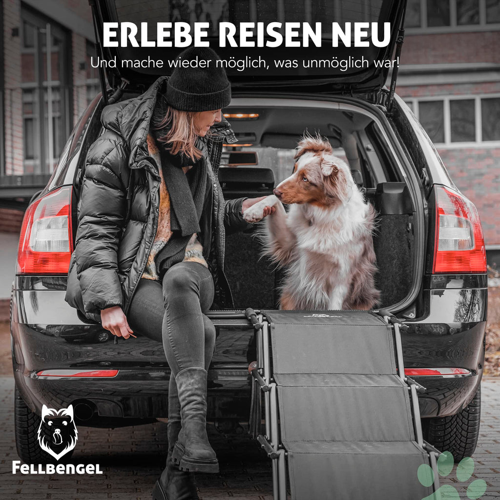 Hundetreppe Auto klappbar mit Sicherheitsstufe Hunderampe Einstiegshilfe große Hunde faltbar bis 60 kg