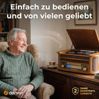 Retro Musikanlage Stereoanlage Kompaktanlage mit Plattenspieler CD und Kassette All in One Musiksystem