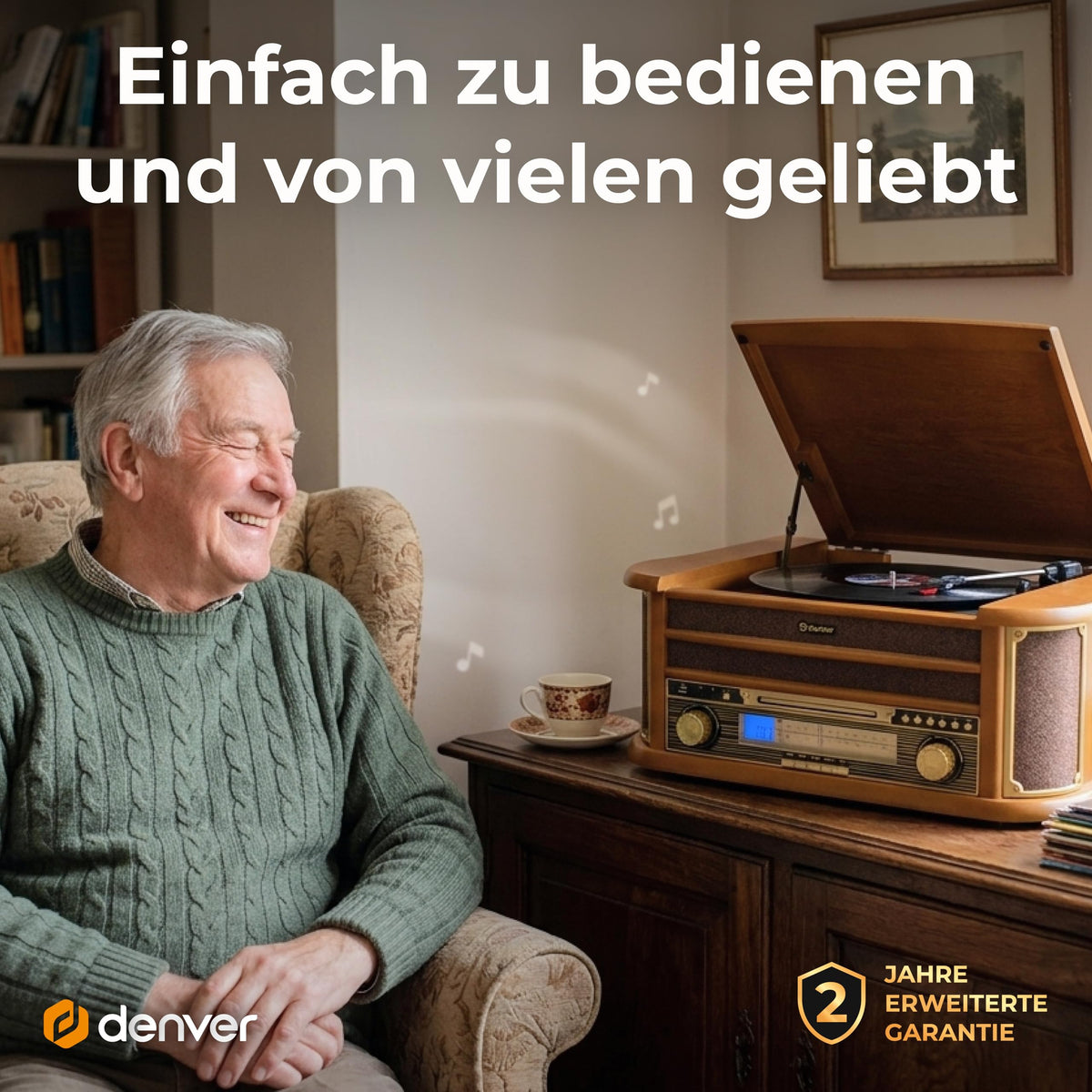 Retro Musikanlage Stereoanlage Kompaktanlage mit Plattenspieler CD und Kassette All in One Musiksystem