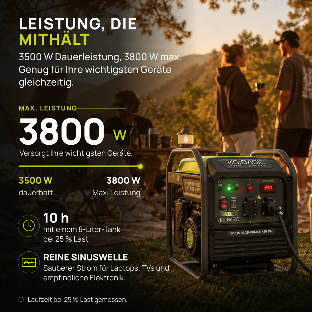 Invertergenerator 38i 3,8 kW tragbarer Benzinstromerzeuger Generator Notstromaggregat für Camping