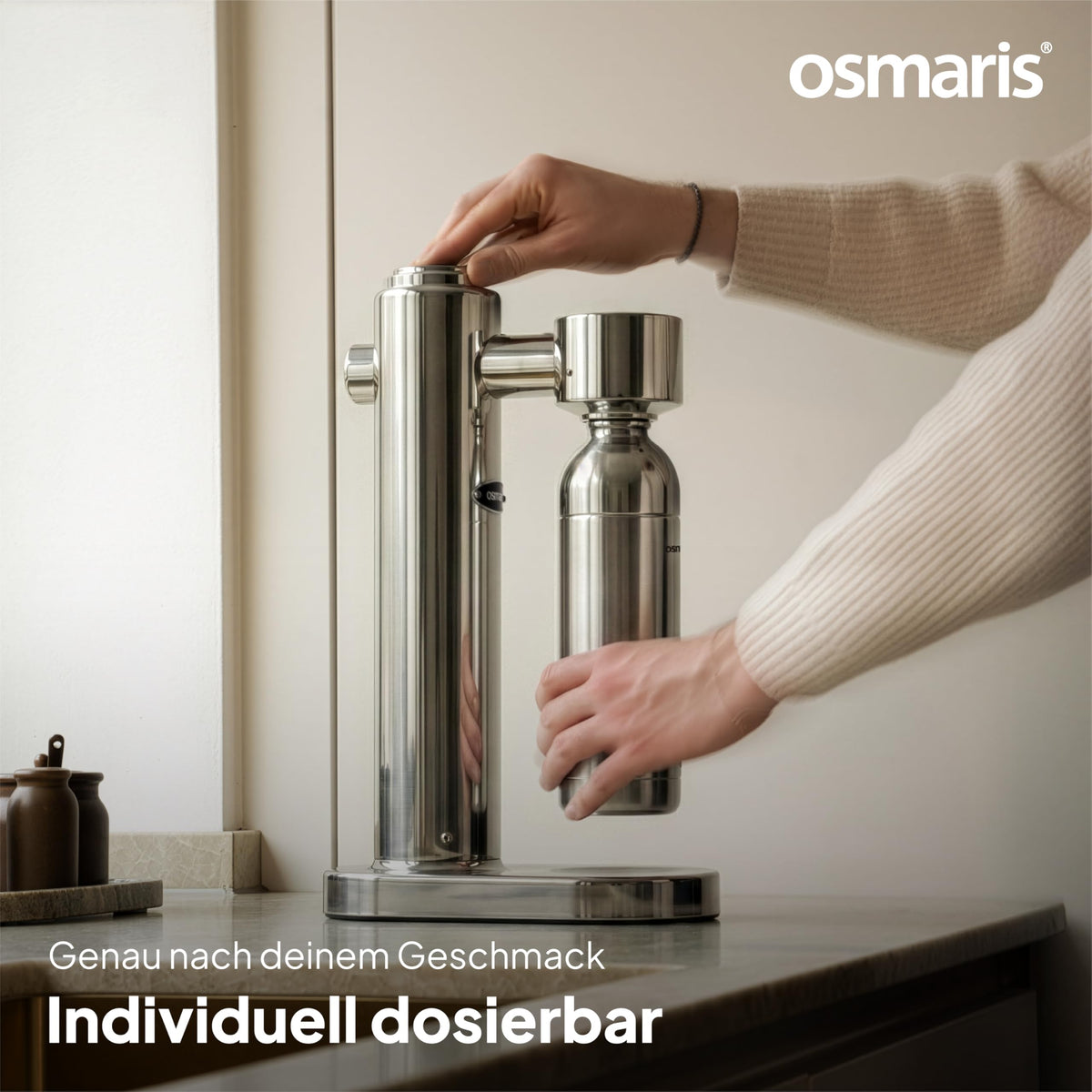 Wassersprudler Edelstahl inkl 2x 1,1 L Edelstahlflaschen geschmacksneutral 100% dicht Druckablassventil Küche