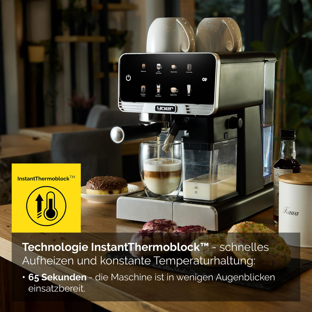 Kaffeevollautomat mit Milchsystem 8 automatische Programme für Espresso Cappuccino Latte Macchiato