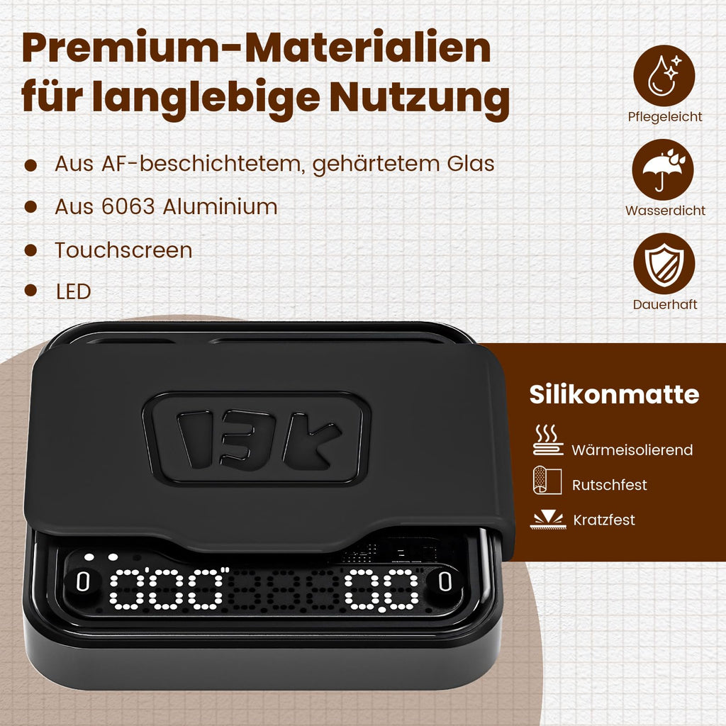 Kaffeewaage mit Timer 0,1g hochpräzise wiederaufladbar Espresso Waage 3 Modi Bluetooth App USB Pour Over