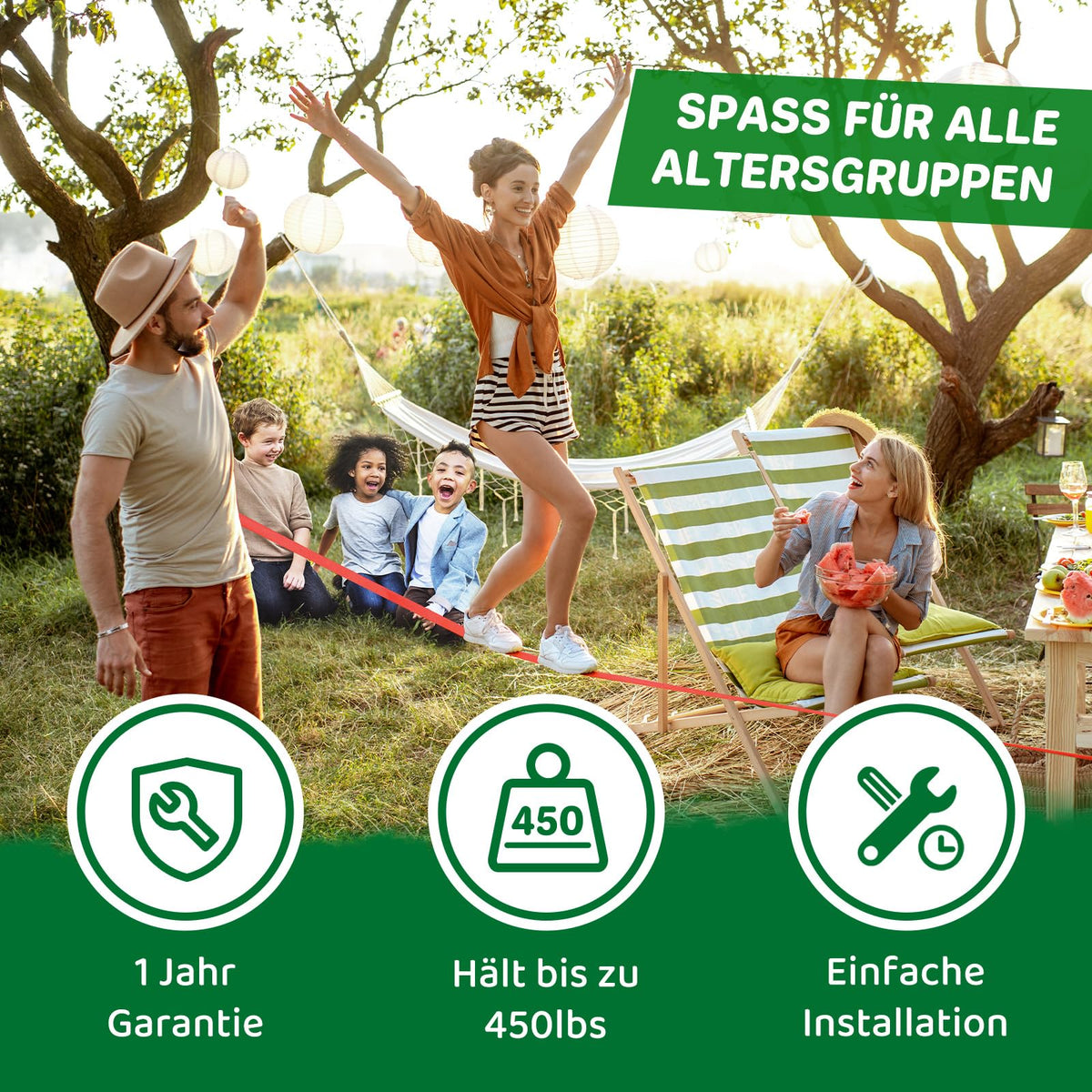 Slackline Kinder Ninja 2x15m für Jugendliche und Erwachsene im Freien Ninja Line Set für Garten