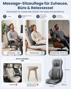 Shiatsu Massagesitzauflage mit Wärme für Rücken Nacken Schulter Entspannung Stressabbau ergonomisch