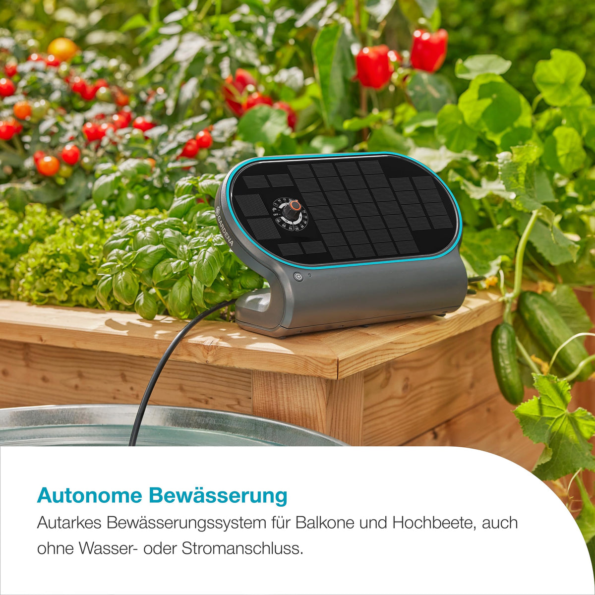 AquaBloom L Set autarkes Bewässerungssystem Balkon Terrasse Hochbeet ohne Wasser Strom 30 Pflanzen 13330 20