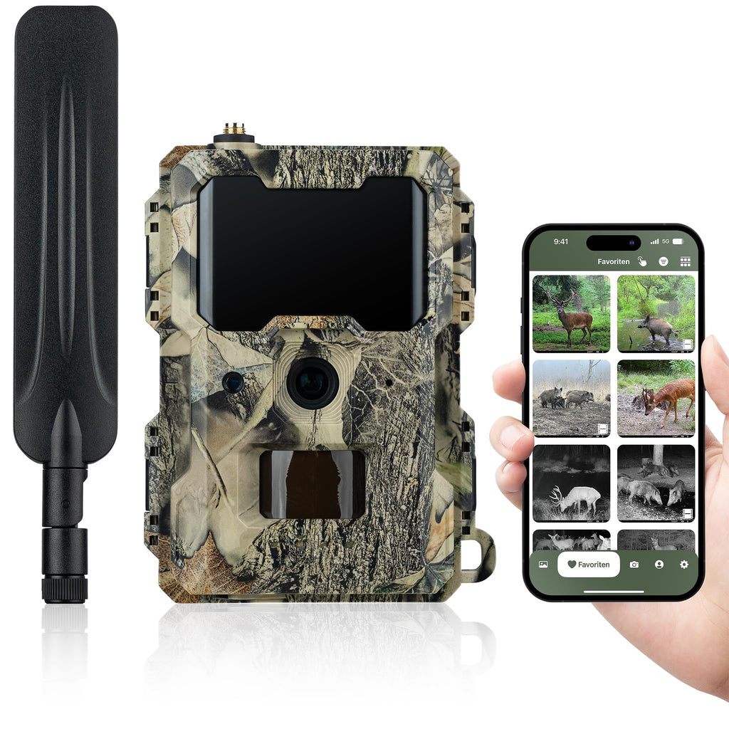 Wildkamera Cloud Mini 4G mit App simlockfreie Überwachungskamera für Außenbereich und Nachtaufnahmen