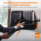 Grandstorm einziehbarer Wandstaubsauger 10m knickfester Schlauch 6 Düsen Fernbedienung Garagenreinigung