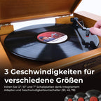 Retro Musikanlage Stereoanlage Kompaktanlage mit Plattenspieler CD und Kassette All in One Musiksystem