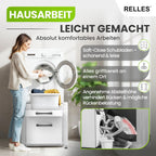 Untergestell mit Schublade Ablage 500 kg Stahl 62x62x57,5cm Podest für Waschmaschine Trockner höhenverstellbar