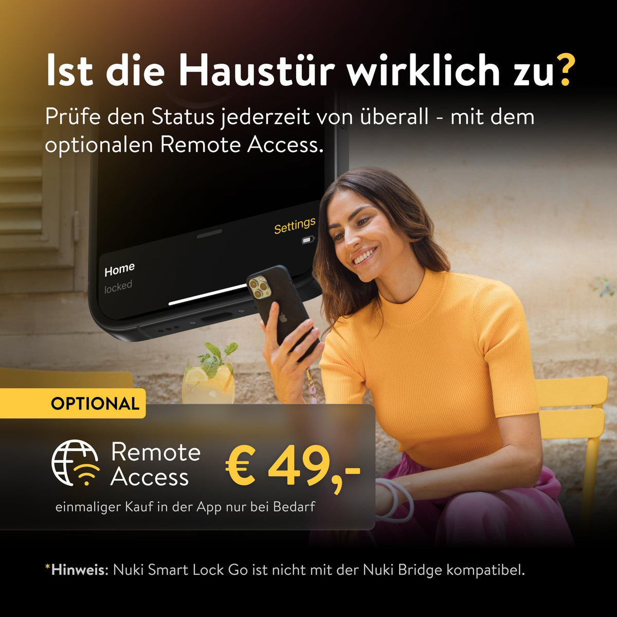 Smart Lock Go 2025 Türschloss mit Bluetooth WLAN Matter Smartphone als Schlüssel ohne Zylindertausch