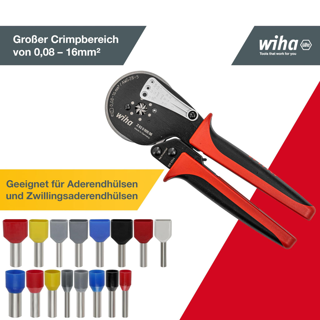 Quetschzange Crimpzange automatisch 0,08 bis 16mm² 41246 Sechskant Vercrimpung Aderendhülsenzange Elektriker