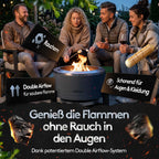 Feuerschale rauchfrei Edelstahl Durchmesser 56 cm mit Turbo Brenner 2in1 für Garten Terrasse