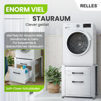 Untergestell mit Schublade Ablage 500 kg Stahl 62x62x57,5cm Podest für Waschmaschine Trockner höhenverstellbar