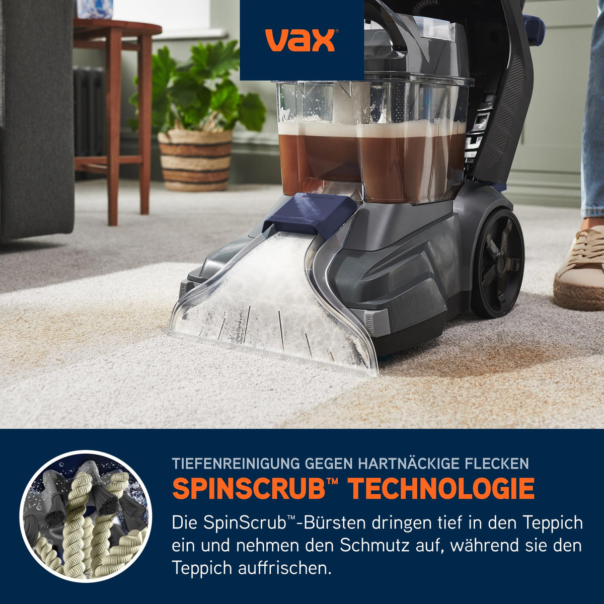 SpinScrub Power Plus Polsterreiniger Teppichreiniger mit Fleckenentfernung XL Tank schnelltrocknend kraftvoll