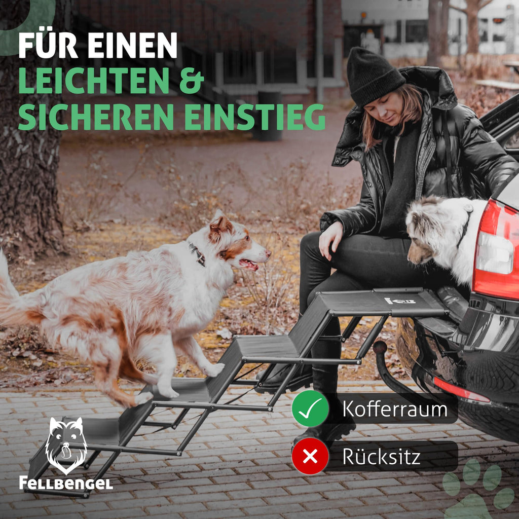 Hundetreppe Auto klappbar mit Sicherheitsstufe Hunderampe Einstiegshilfe große Hunde faltbar bis 60 kg