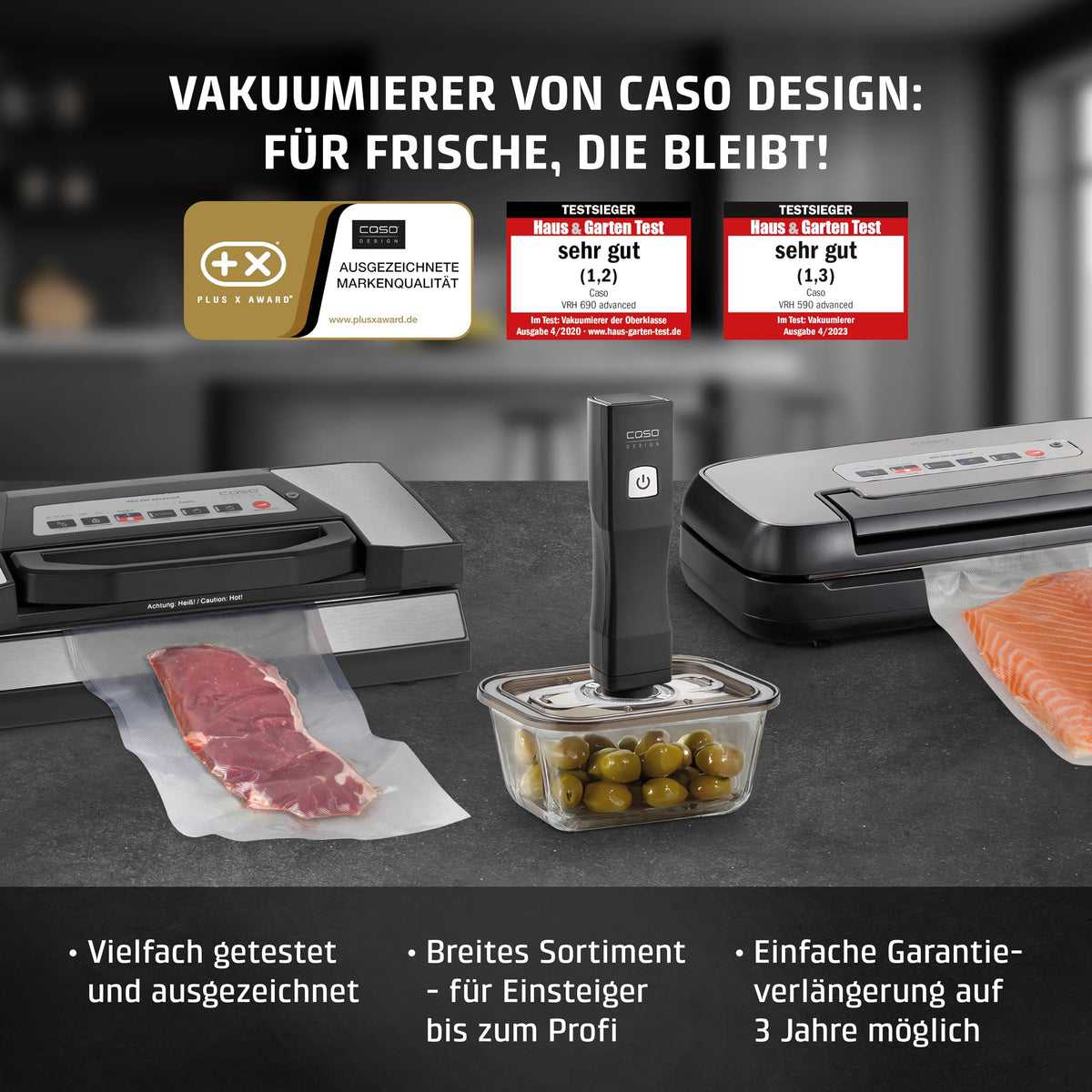 VRH 800 Advanced Pro Vakuumierer 20l/min Doppelkolbenpumpe 0,9 bar Doppelnaht 30 cm Rollenbox Cutter Edelstahl