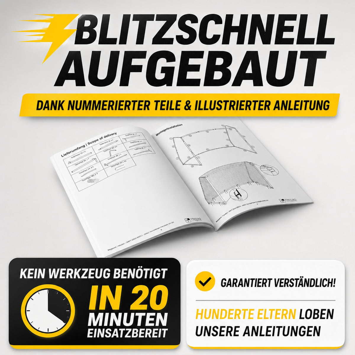 Fußballtor für Kinder rostfrei und wetterfest für den Garten in 3 Größen stabil und langlebig