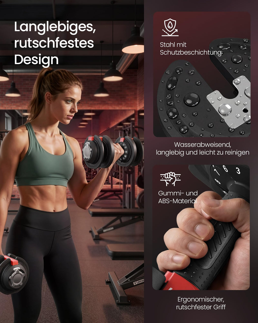 Kurzhanteln 2er Set platzsparend rutschfester Griff mit Ständer Fitness und Krafttraining für zuhause